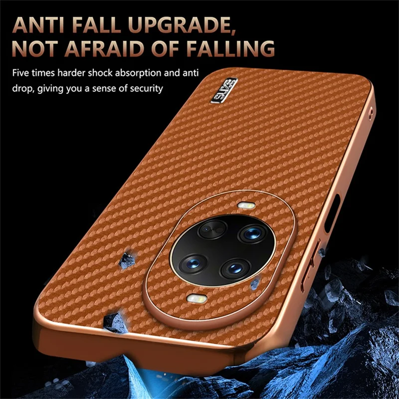 AZNS For Huawei nova 14 Pro 5G Case Electroplating Carbon Fiber Texture PU + TPU Phone Cover - Black