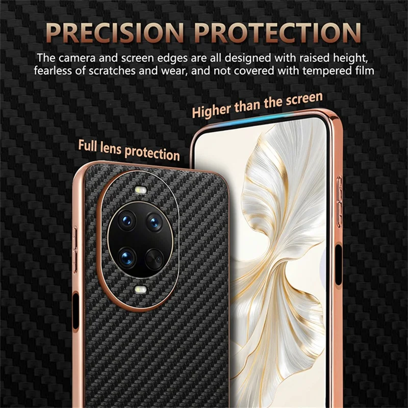 AZNS For Huawei nova 14 Pro 5G Case Electroplating Carbon Fiber Texture PU + TPU Phone Cover - Black