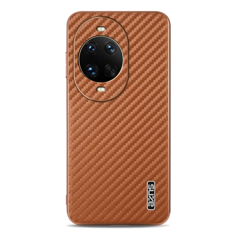 Funda AZNS para Huawei nova 14 Ultra 5G con Textura de Fibra de Carbono Electropulida, Cubierta de Teléfono PU + TPU - Marrón