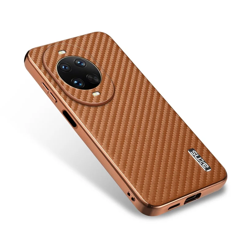 Funda AZNS para Huawei nova 14 Ultra 5G con Textura de Fibra de Carbono Electropulida, Cubierta de Teléfono PU + TPU - Marrón