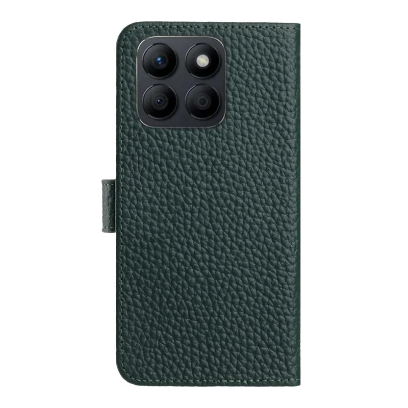 For Honor X6c 4G Hülle Geldbörse Ständer Litschi-Textur Echtes Kuhledertasche Flip Handyhülle - Grün