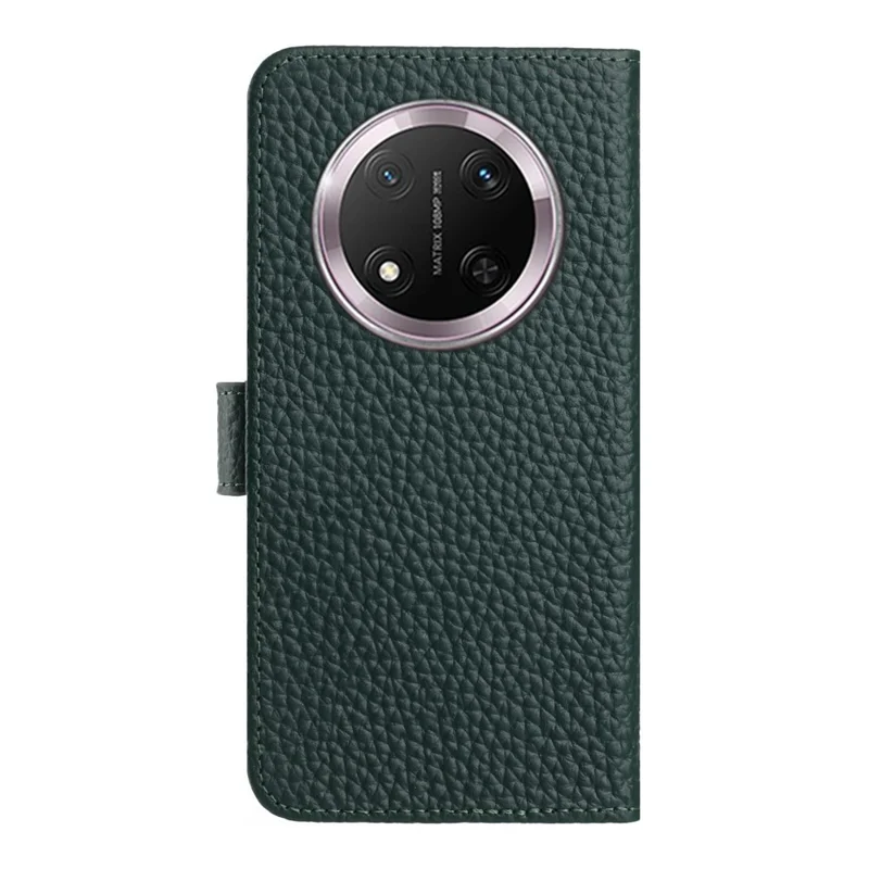 Étui portefeuille For Honor X9c 5G / Magic7 Lite 5G avec support, texture de cuir de vache véritable, style litchi - Vert