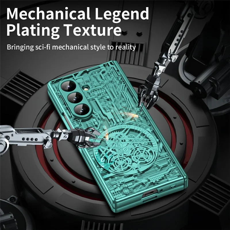 Cover per Samsung Galaxy Z Fold7 5G Mechanical Legend - Elettroplaccato, Custodia per Telefono in PC - Verde