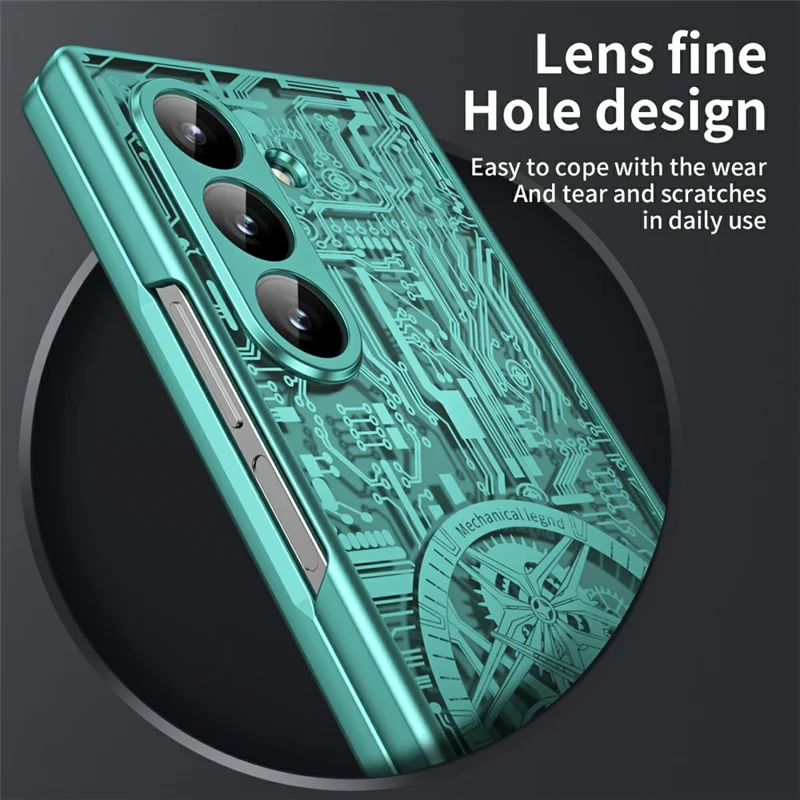 Cover per Samsung Galaxy Z Fold7 5G Mechanical Legend - Elettroplaccato, Custodia per Telefono in PC - Verde