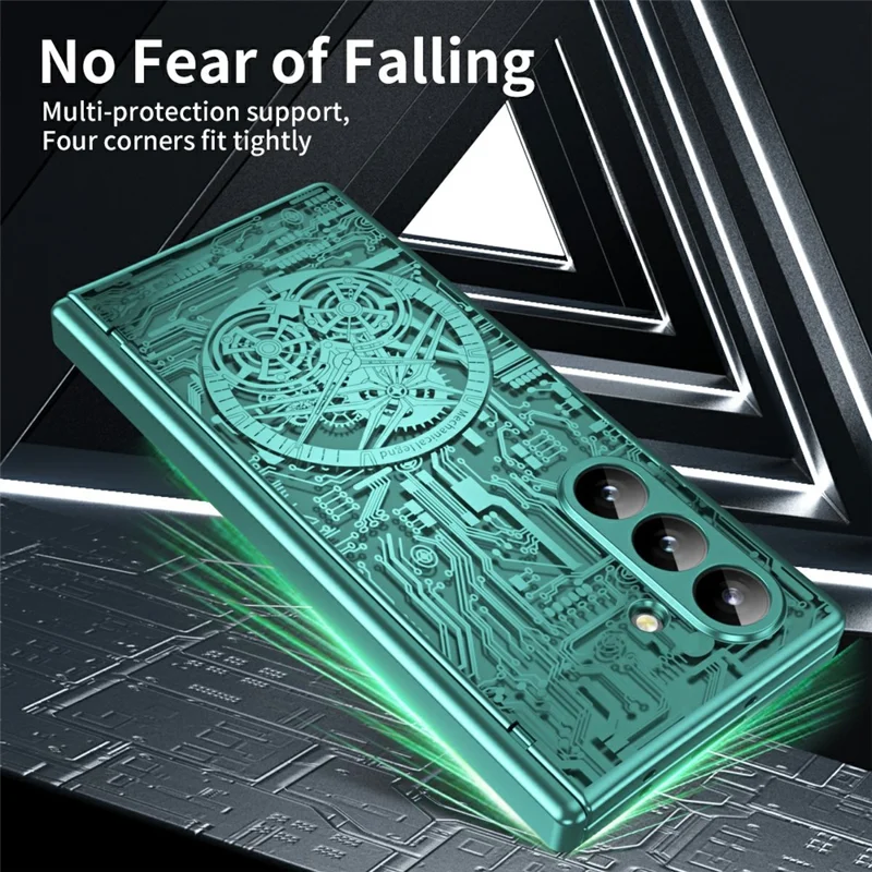 Cover per Samsung Galaxy Z Fold7 5G Mechanical Legend - Elettroplaccato, Custodia per Telefono in PC - Verde