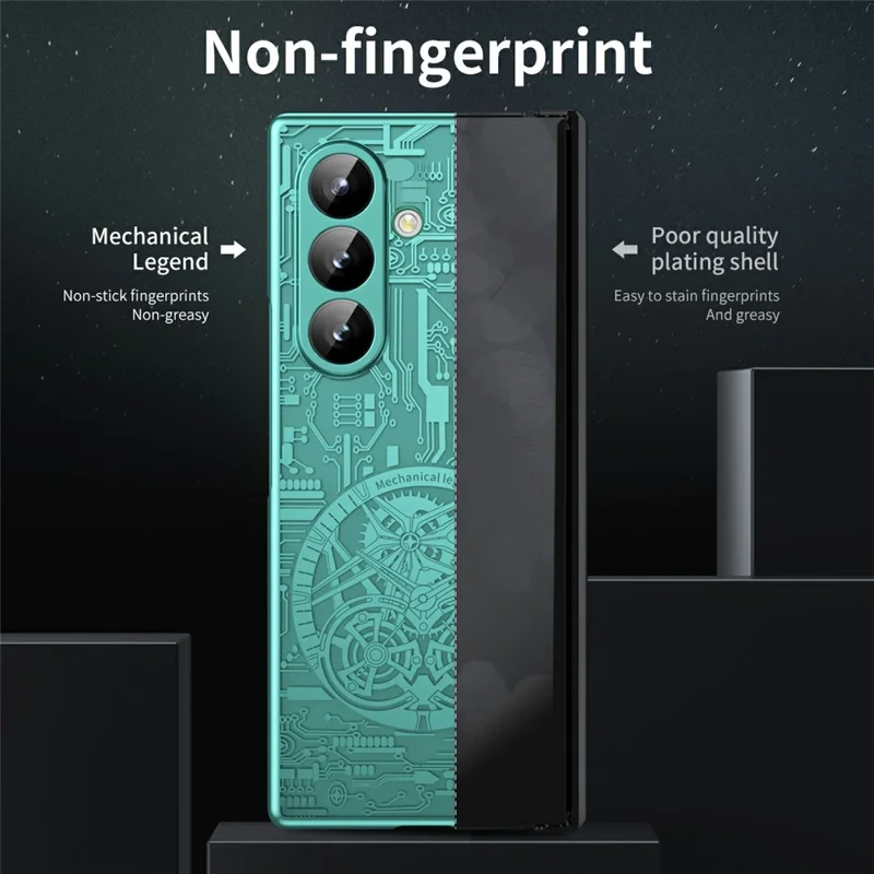 Cover per Samsung Galaxy Z Fold7 5G Mechanical Legend - Elettroplaccato, Custodia per Telefono in PC - Verde