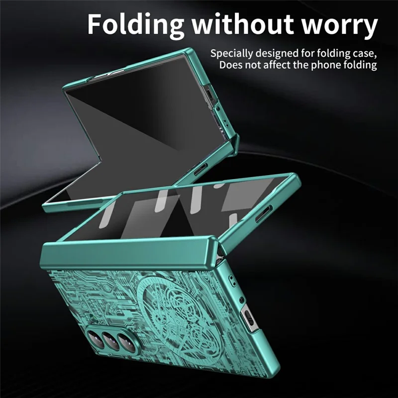 Cover per Samsung Galaxy Z Fold7 5G Mechanical Legend - Elettroplaccato, Custodia per Telefono in PC - Verde