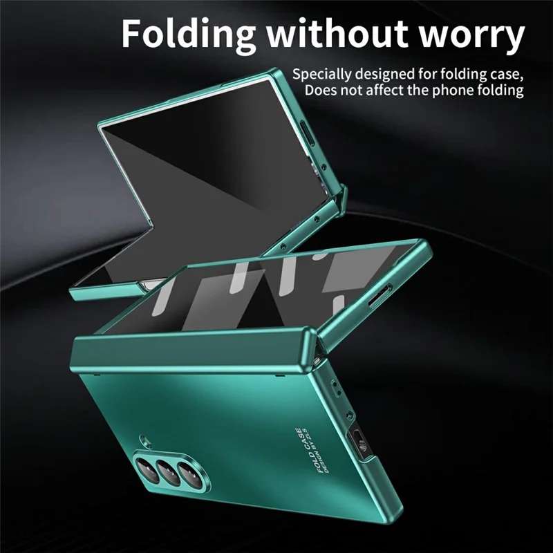 Funda Samsung Galaxy Z Fold7 5G Rígida de PC Resistente a Golpes con Película Protectora de Pantalla Frontal - Verde