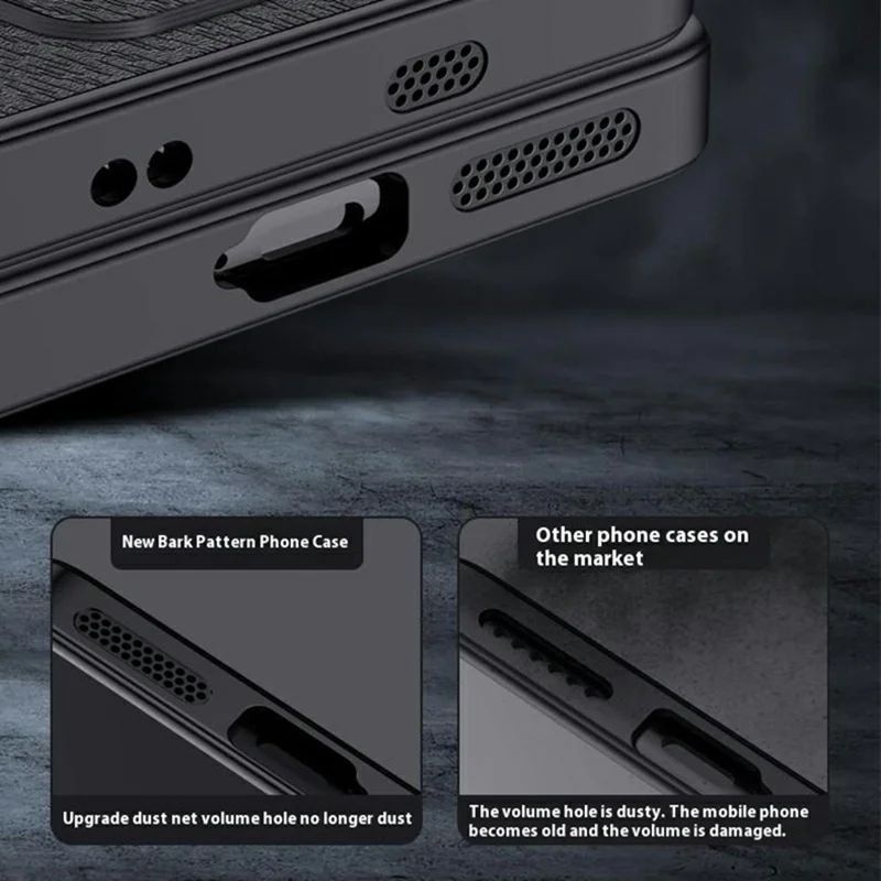 Para Realme GT 7 5G Capa Textura de Madeira Revestimento de Couro PU PC TPU Capa de Telefone - Preto