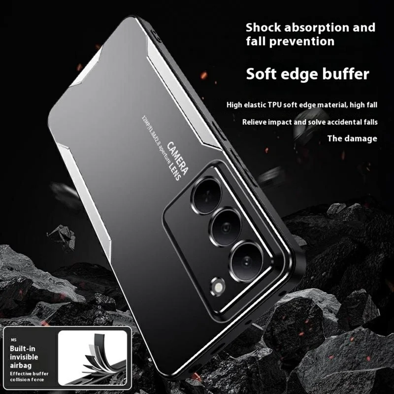 For Realme 14x 5G / V60 Pro 5G Case Aluminium Alloy TPU PC Phone Back Cover - Gold