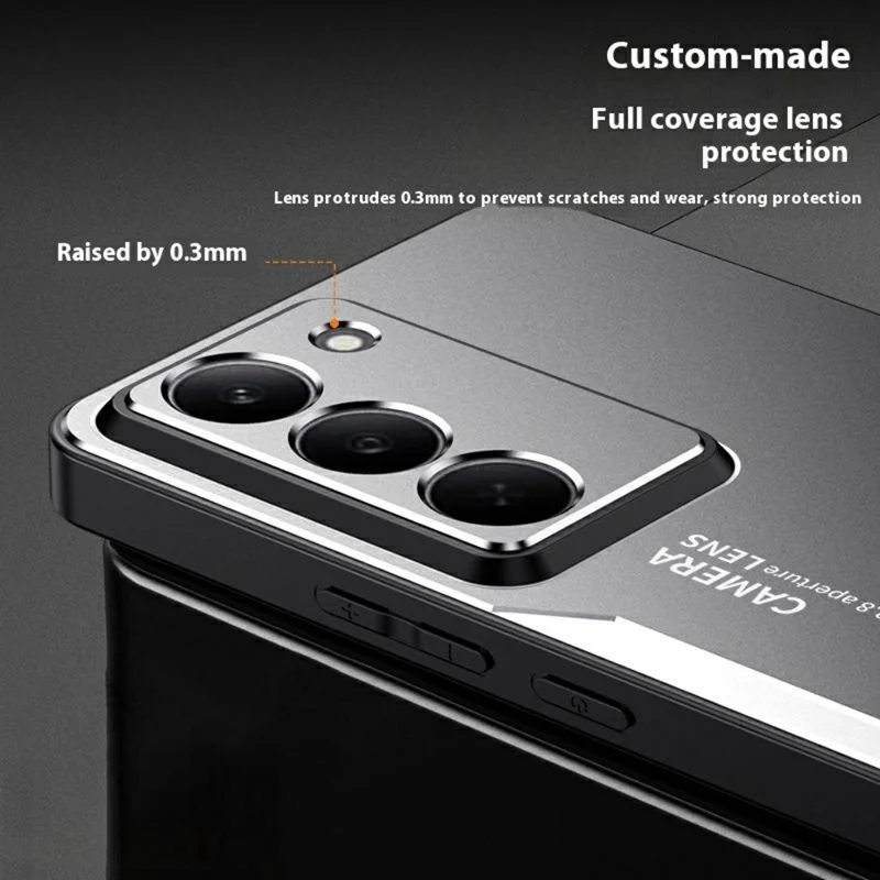 For Realme 14x 5G / V60 Pro 5G Case Aluminium Alloy TPU PC Phone Back Cover - Gold