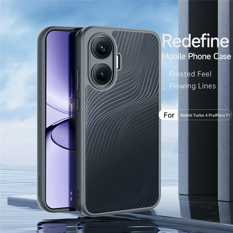 DUX DUCIS Serie Aimo Custodia opaca per Xiaomi Redmi Turbo 4 Pro 5G / Poco F7 5G Custodia per telefono antiurto in TPU + PC, Nero
