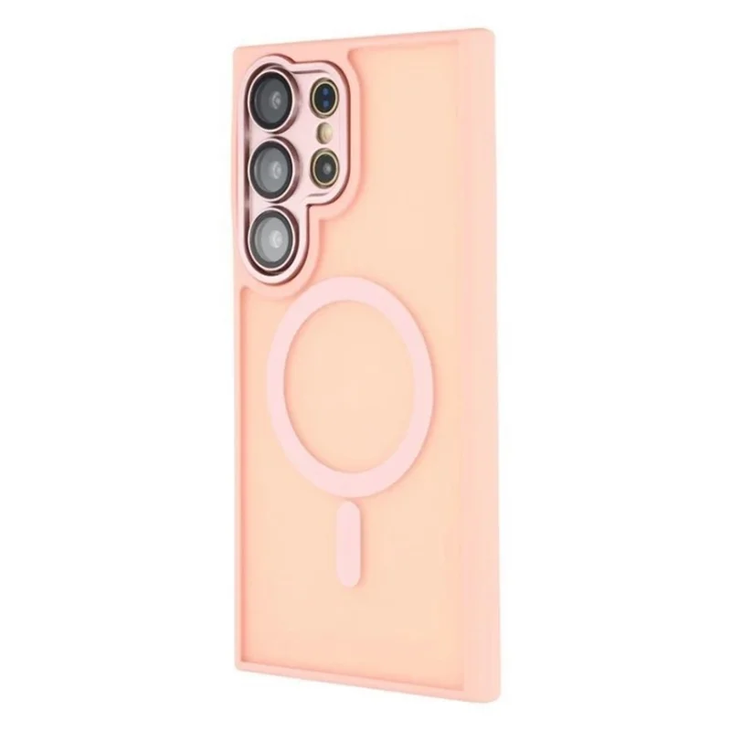 WANLONFENG QB1 Series For Samsung Galaxy S25 Ultra Magnetic Case PC TPU Shockproof Phone Back Cover - Pink
