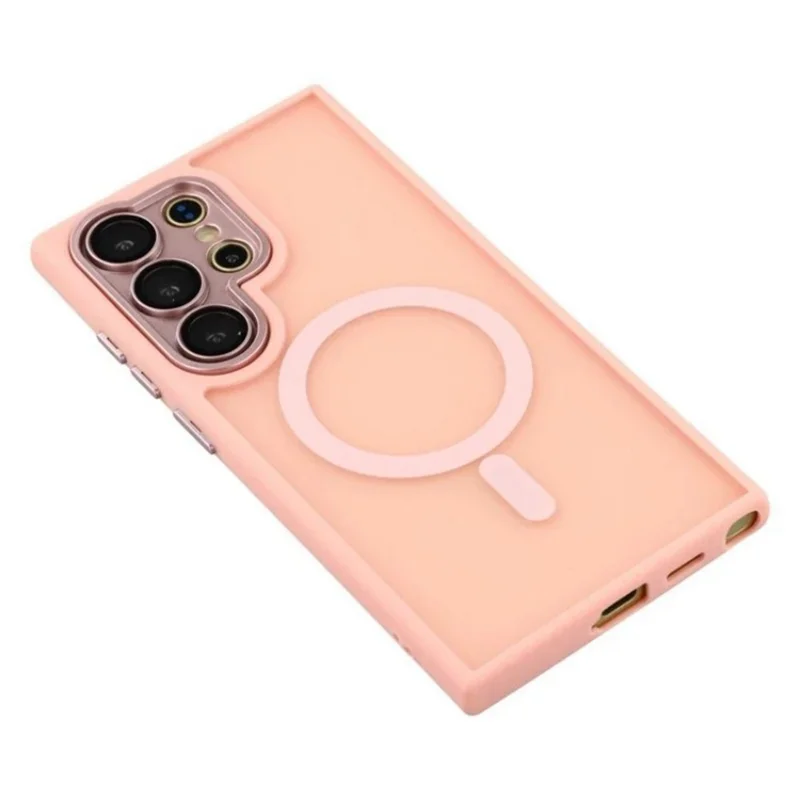 WANLONFENG QB1 Series For Samsung Galaxy S25 Ultra Magnetic Case PC TPU Shockproof Phone Back Cover - Pink