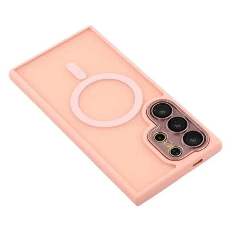 WANLONFENG QB1 Series For Samsung Galaxy S25 Ultra Magnetic Case PC TPU Shockproof Phone Back Cover - Pink