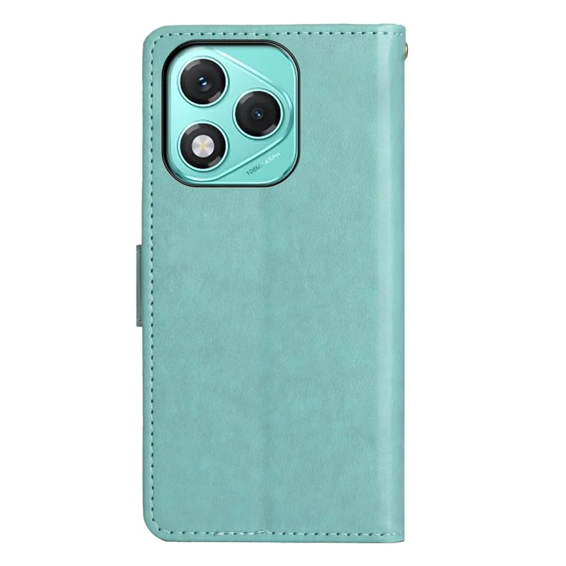 For Honor 400 Lite 5G Leather Wallet Case Butterfly Flower Imprinted Phone Cover with Strap - Baby Blue