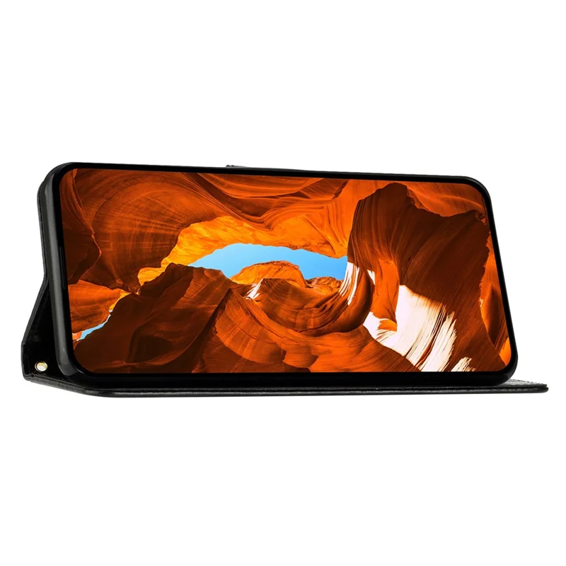 Etui skórzane z portfelem dla Honor 400 Pro 5G (Global) z motywem motyla i kwiatów z paskiem na nadgarstek - Czarny