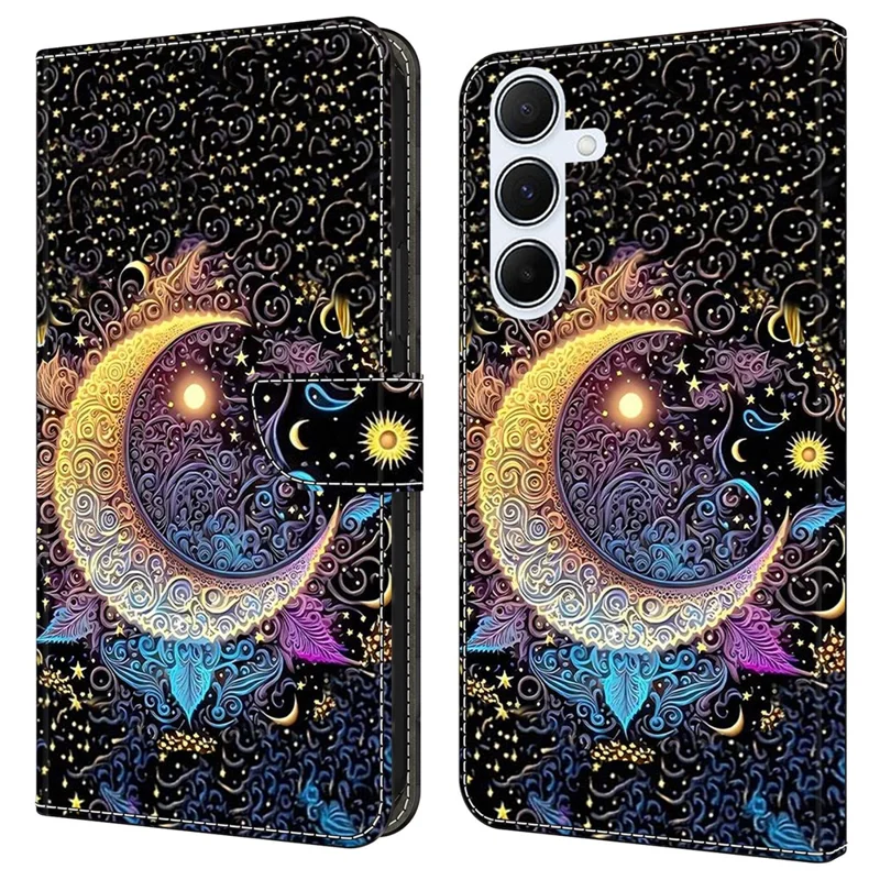 For Samsung Galaxy A16 5G  /  4G Case Wallet Stand Pattern Printing PU Leather Flip Phone Cover - Bright Moon