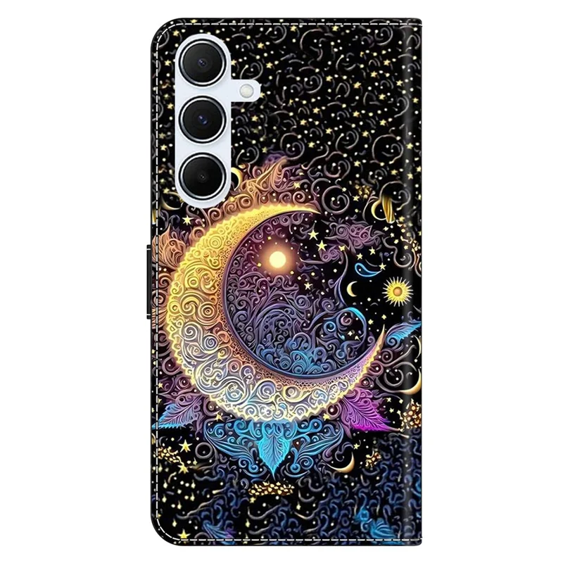 For Samsung Galaxy A16 5G  /  4G Case Wallet Stand Pattern Printing PU Leather Flip Phone Cover - Bright Moon