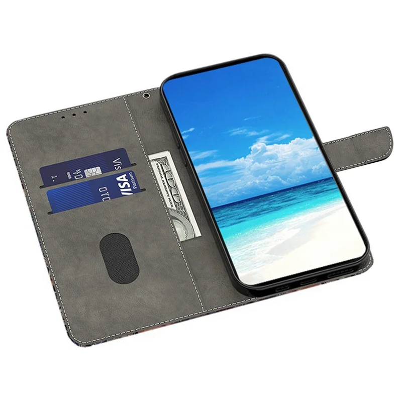 Cover a portafoglio con supporto per Samsung Galaxy A17 5G - Farfalla Rosa con stampa in pelle PU