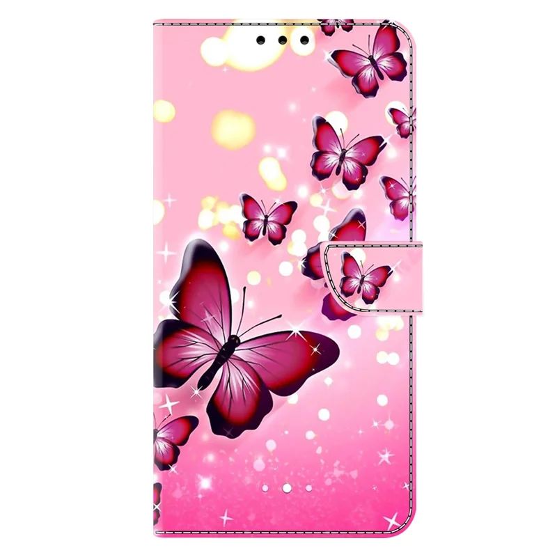 Cover a portafoglio con supporto per Samsung Galaxy A17 5G - Farfalla Rosa con stampa in pelle PU