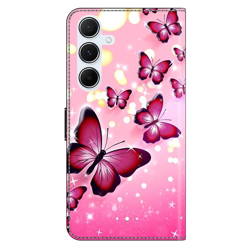 Cover a portafoglio con supporto per Samsung Galaxy A17 5G - Farfalla Rosa con stampa in pelle PU