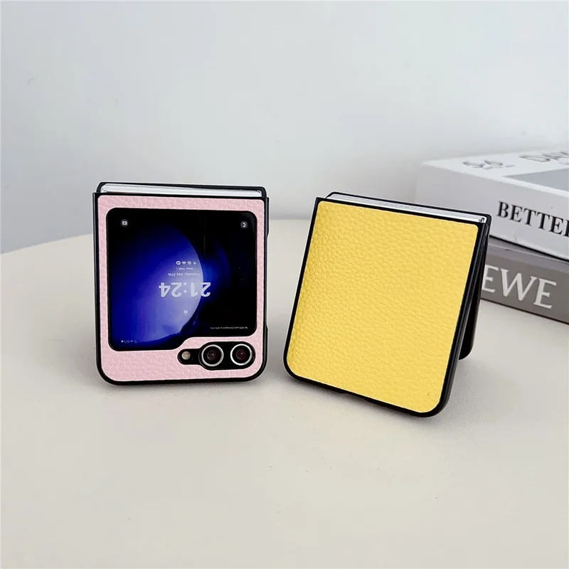 For Samsung Galaxy Z Flip7 FE 5G / Z Flip6 5G Case Litchi Texture Leather + PC Shockproof Phone Cover - Purple