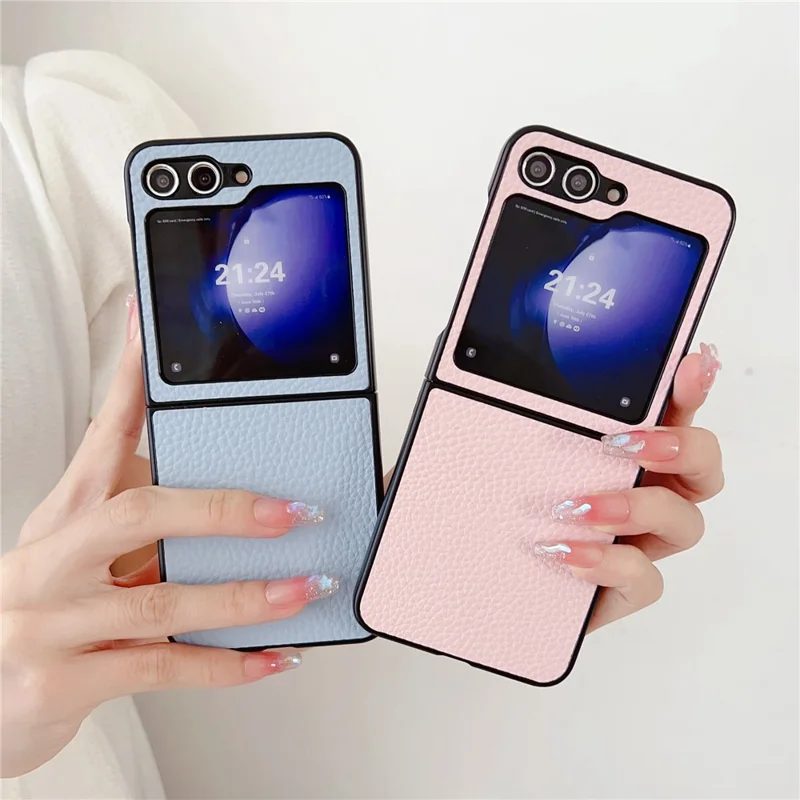 For Samsung Galaxy Z Flip7 FE 5G / Z Flip6 5G Case Litchi Texture Leather + PC Shockproof Phone Cover - Purple