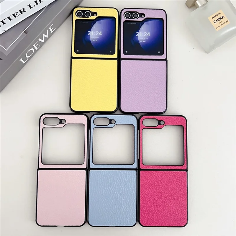 For Samsung Galaxy Z Flip7 FE 5G / Z Flip6 5G Case Litchi Texture Leather + PC Shockproof Phone Cover - Purple
