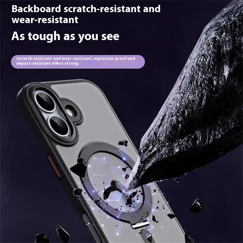 For iPhone 17 Case TPU + Acrylic Hidden Magnetic Kickstand Phone Cover - Black