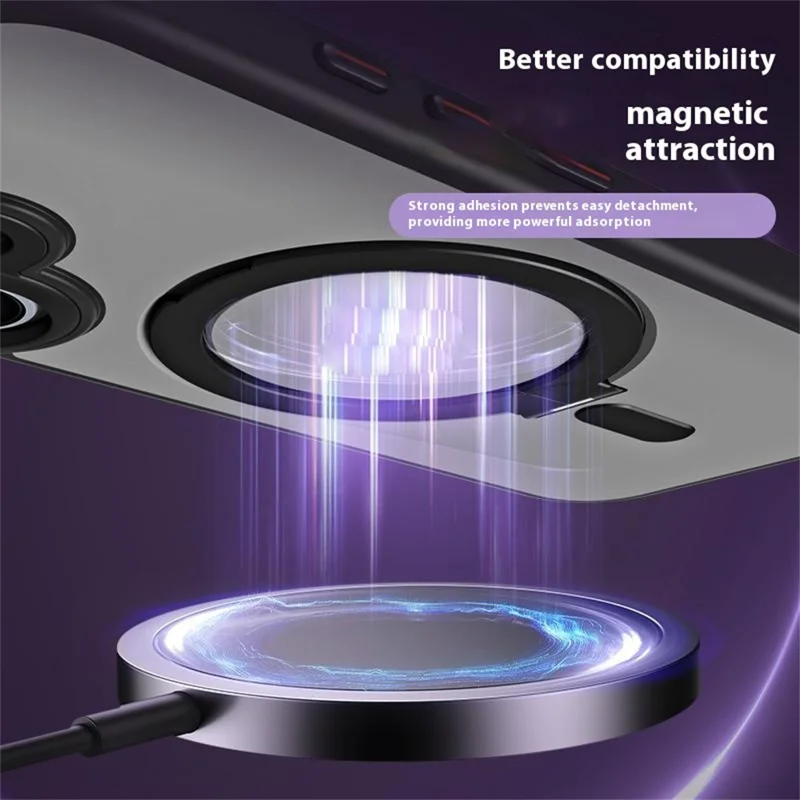 For iPhone 17 Case TPU + Acrylic Hidden Magnetic Kickstand Phone Cover - Black