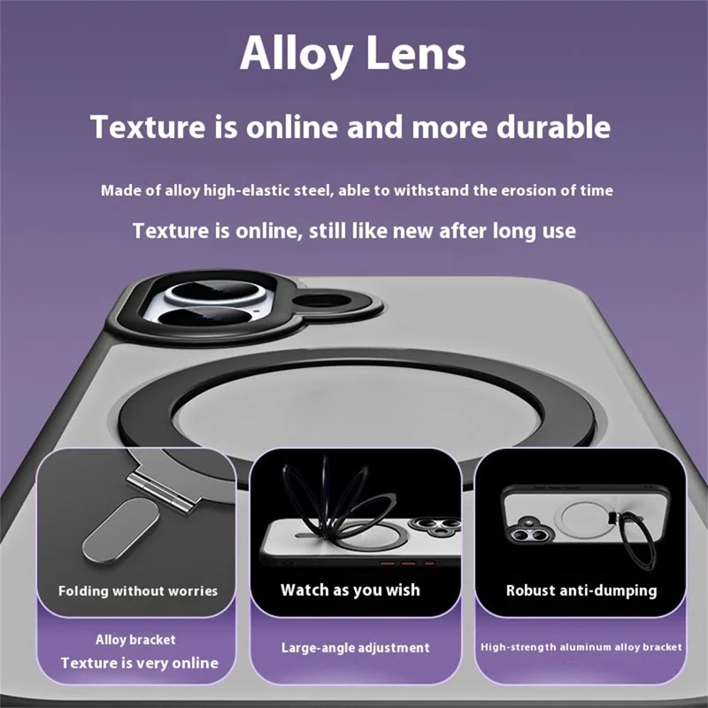 For iPhone 17 Case TPU + Acrylic Hidden Magnetic Kickstand Phone Cover - Black