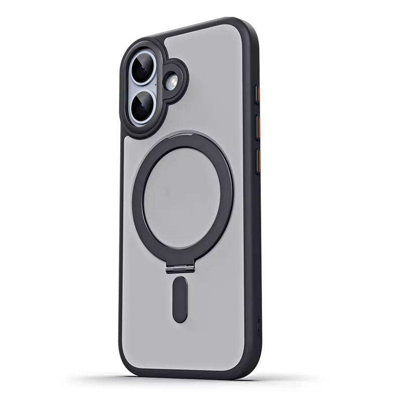 For iPhone 17 Case TPU + Acrylic Hidden Magnetic Kickstand Phone Cover - Black