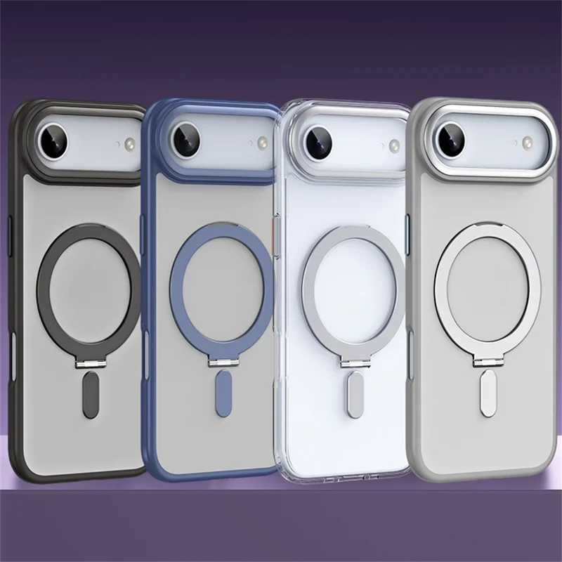 Für iPhone 17 Air Case TPU + Acryl Magnetständer Handyhülle - Schwarz