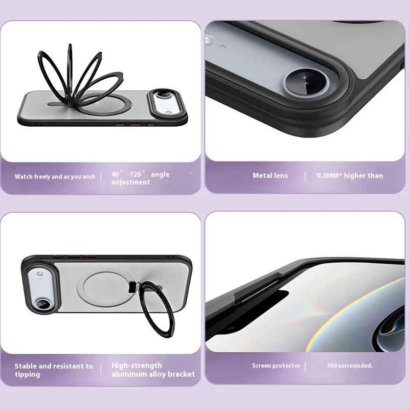 Für iPhone 17 Air Case TPU + Acryl Magnetständer Handyhülle - Schwarz