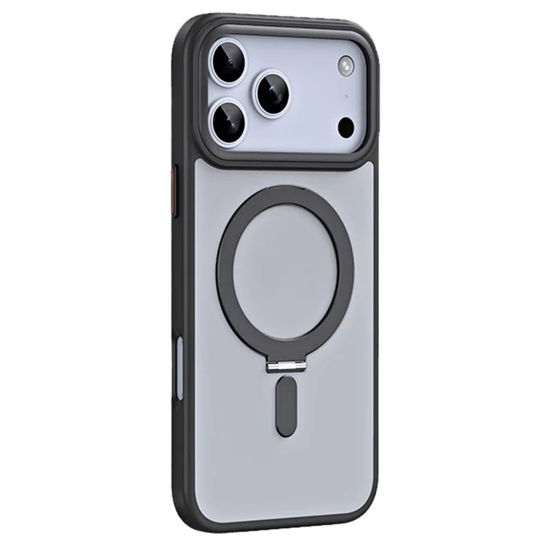 For iPhone 17 Pro Max Case TPU + Acrylic Hidden Magnetic Kickstand Phone Cover - Black