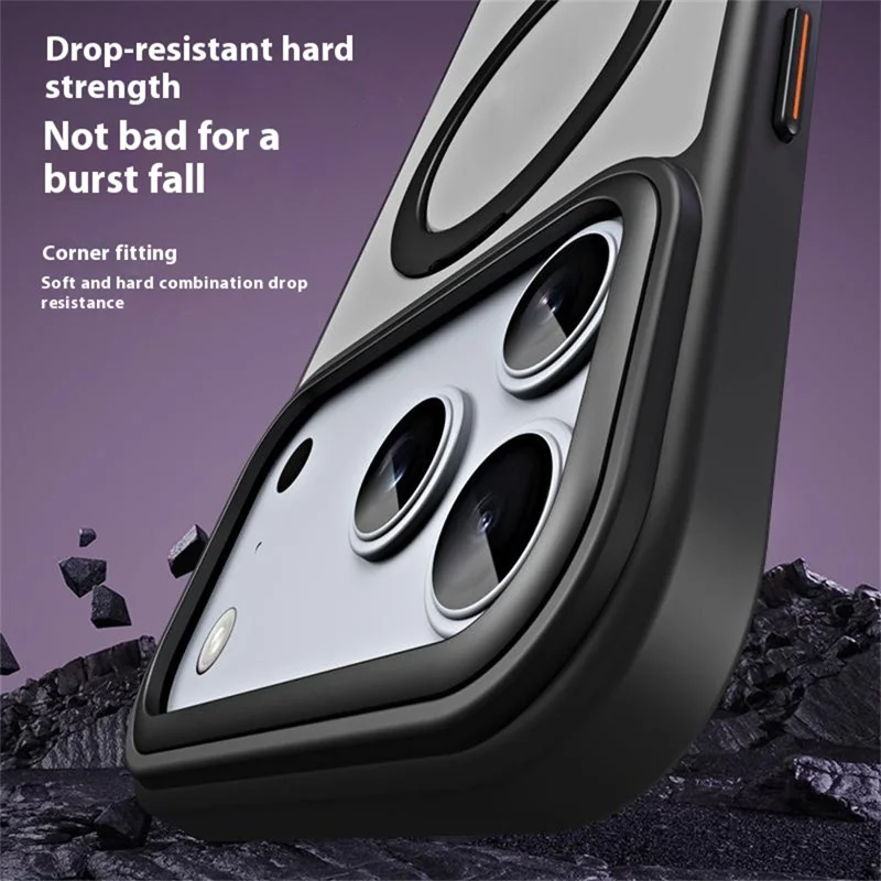 For iPhone 17 Pro Max Case TPU + Acrylic Hidden Magnetic Kickstand Phone Cover - Black