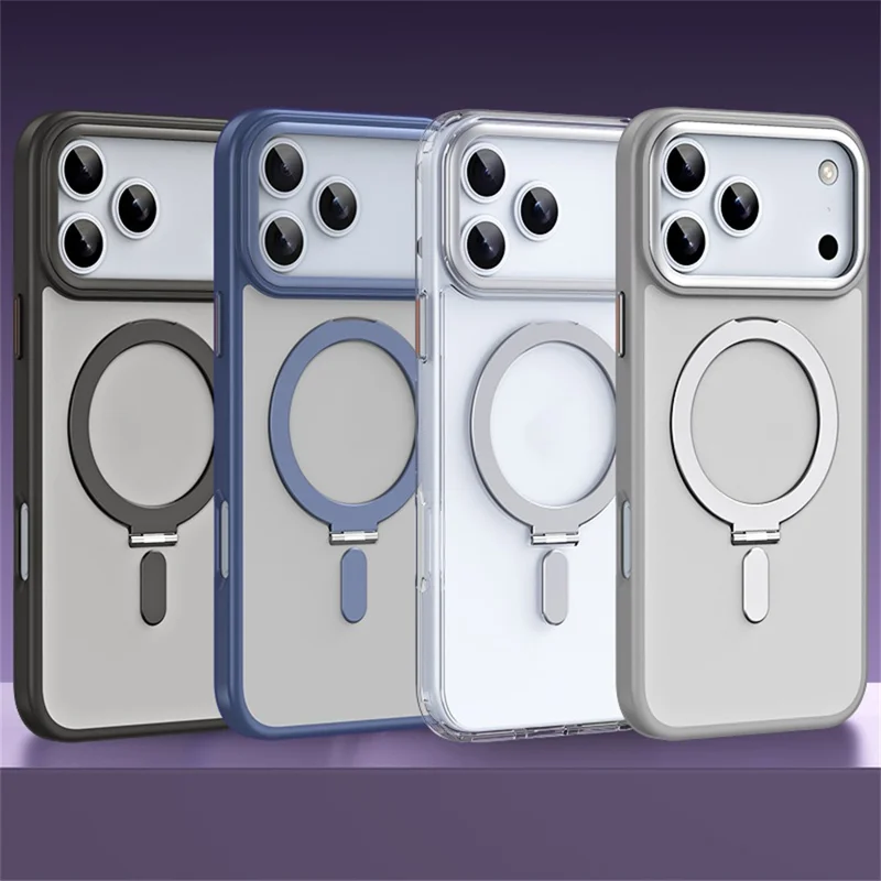 For iPhone 17 Pro Max Case TPU + Acrylic Hidden Magnetic Kickstand Phone Cover - Black