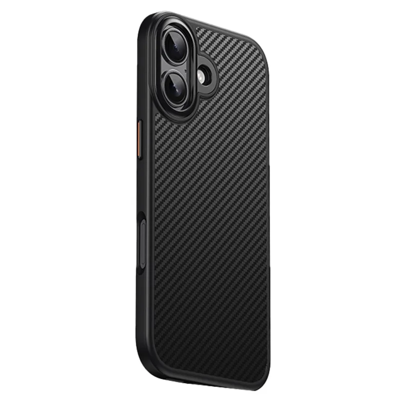 For iPhone 17 Magnetic Case Compatible with MagSafe Carbon Fiber Texture PC + TPU Cover - Black