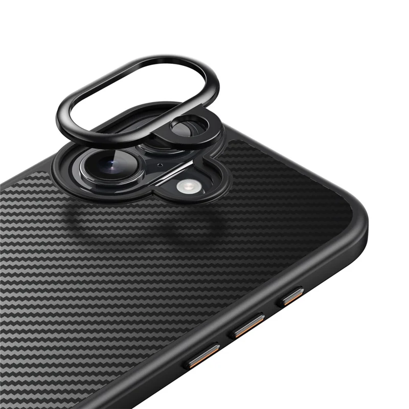 For iPhone 17 Magnetic Case Compatible with MagSafe Carbon Fiber Texture PC + TPU Cover - Black