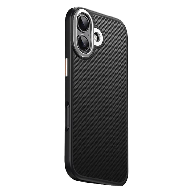 For iPhone 17 Magnetic Case Compatible with MagSafe Carbon Fiber Texture PC + TPU Cover - Black  /  Silver