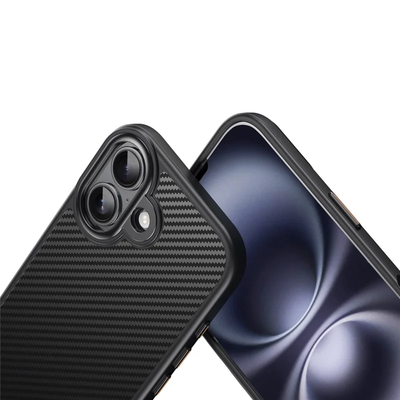 For iPhone 17 Magnetic Case Compatible with MagSafe Carbon Fiber Texture PC + TPU Cover - Black  /  Silver