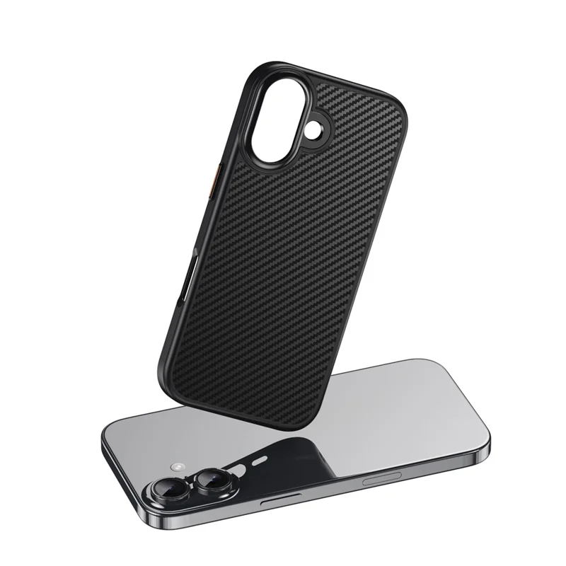 For iPhone 17 Magnetic Case Compatible with MagSafe Carbon Fiber Texture PC + TPU Cover - Black  /  Silver