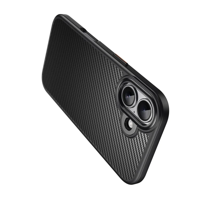 For iPhone 17 Magnetic Case Compatible with MagSafe Carbon Fiber Texture PC + TPU Cover - Black  /  Silver