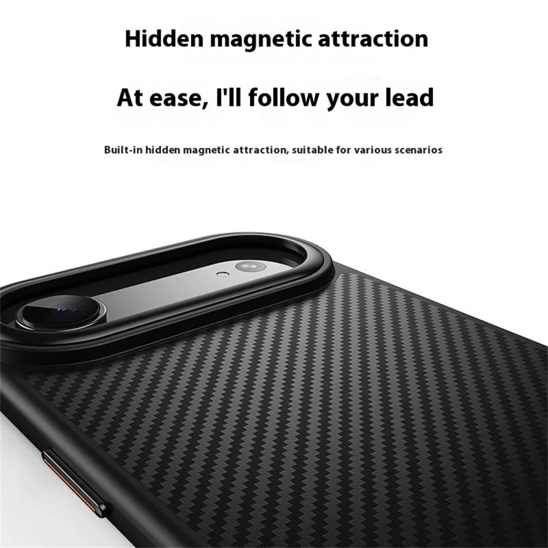 Für iPhone 17 Magnetische Lufthülle, kompatibel mit MagSafe, Karbonfaser-Optik, PC + TPU Schutzhülle - Schwarz