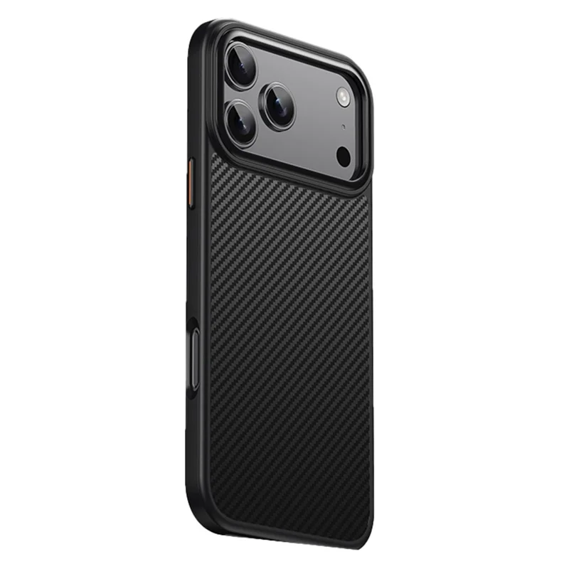 For iPhone 17 Pro Magnetic Case Compatible with MagSafe Carbon Fiber Texture PC + TPU Cover - Black