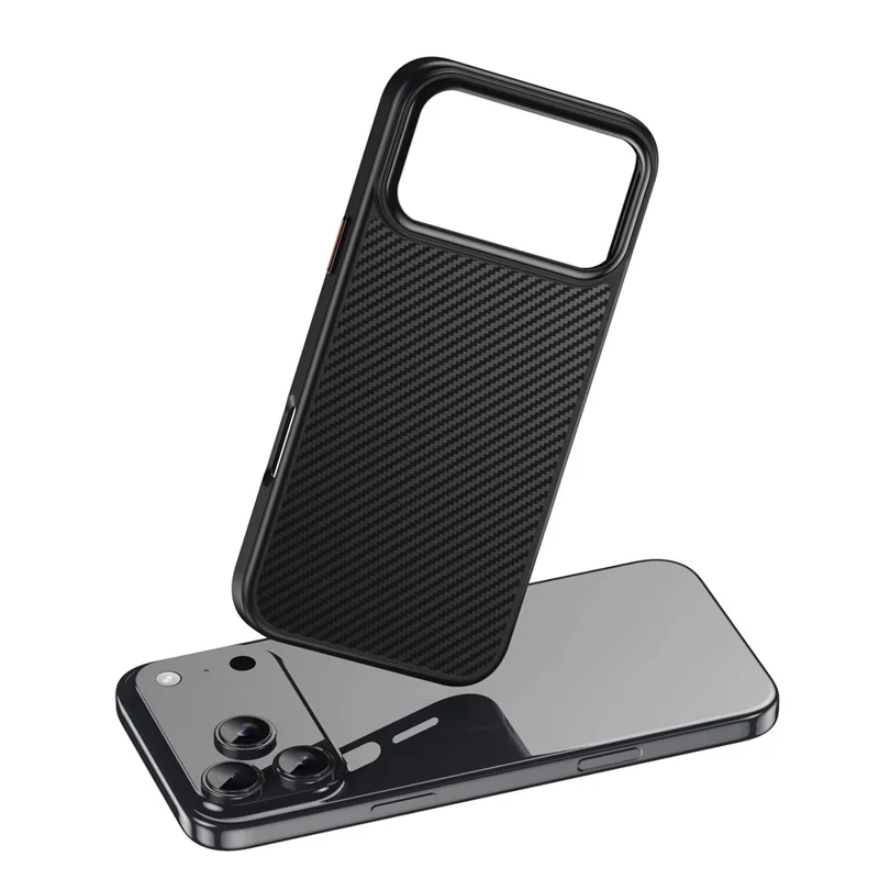 For iPhone 17 Pro Magnetic Case Compatible with MagSafe Carbon Fiber Texture PC + TPU Cover - Black