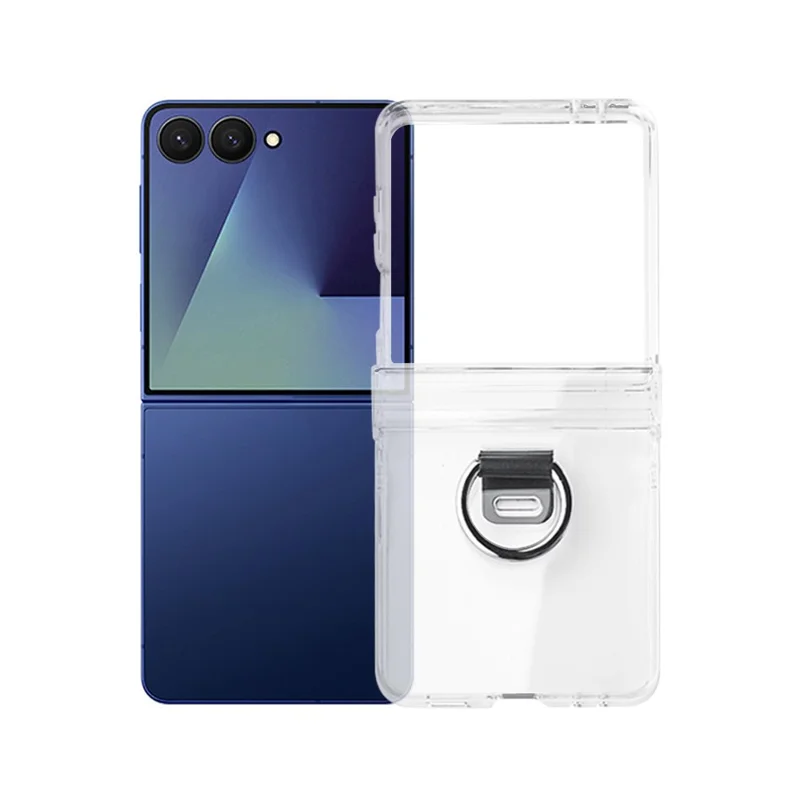 Cover per Samsung Galaxy Z Flip7 5G con Protezione Cerniera PC Trasparente Antiurto con Anello da Dito