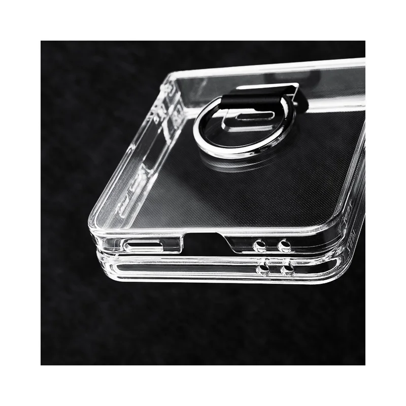 Cover per Samsung Galaxy Z Flip7 5G con Protezione Cerniera PC Trasparente Antiurto con Anello da Dito