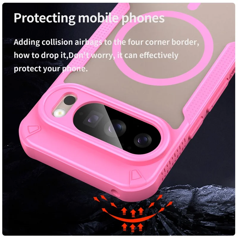 Cover posteriore per Google Pixel 10 Pro - Custodia magnetica compatibile con MagSafe, in TPU + PC - Rosa